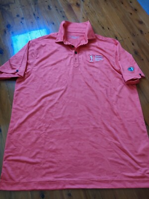 Australia Open Shirt Mens Orange modern Polo TShirt Golf Crest link Size XL EUC