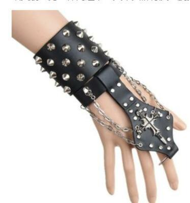 Dominatrix Leather Wrist Cuffs and gloves Biker tough Women Accessory
