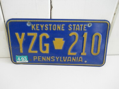 PENNSYLVANIA Keystone State Circa 1994 CAR LICENSE PLATE Blue / Gold YZG-210
