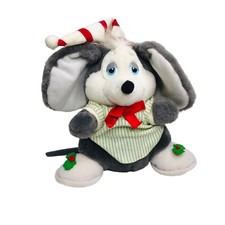 Vintage Christmas Sugarplum Mouse Plush Applause Holiday Hat Cap Holly Shirt Bow