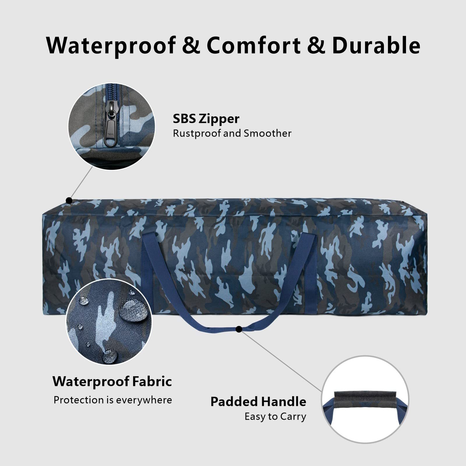 46 Inch Extra Large Zippered Duffel Bag, Water-Resistant for Travel, Sports Gear