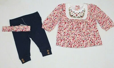 EX NUTMEG Ex Muskatnuss Baby Mädchen 3-teiliges Blumenmuster Top Leggings Haarband Set NB 3 6 9 12 18 24