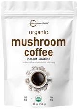 Organic Instant 10 in 1 Mushroom Coffee Powder, 28 Ounce (317 Servings)| Premium