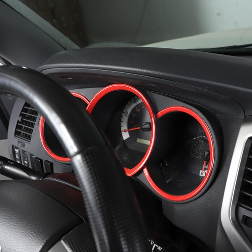 Anillo de ajuste de tablero de instrumentos de acero inoxidable rojo 3 piezas para Toyota Tacoma 2005-2014 - Imagen 7 de 12
