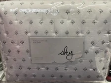 SKY SCALLOPED REVERSIBLE F/QUEEN COVERLET BLANKET QUILT SHAMS 3PC SET WHITE GRAY