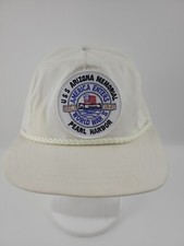 USS Arizona Memorial Pearl Harbor Patch Snapback Corded Hat Made in USA Vintage