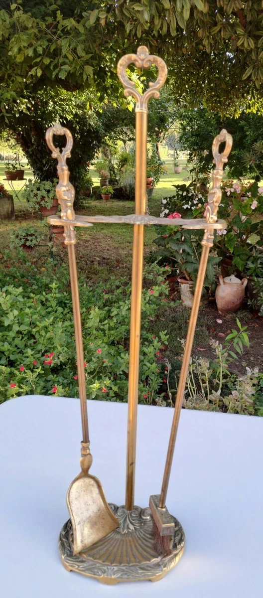 Serviteur De Cheminée Bronze Et Laiton D'époque 19 ème De St
