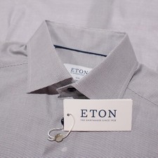 Eton NWT Dress Shirt Size 38 15 Slim Fit in Blue / White 100 Cotton