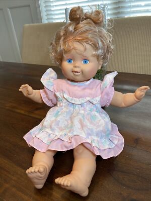 Vintage 1989 Ideal TINY TEARS 17” Baby Doll Nursery Outfit! Soft