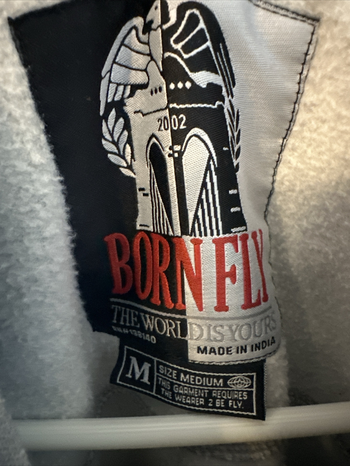 BORNFLY Hoodie Size Medium Patch/embroidered - image 2