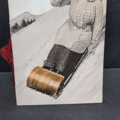 Pitman NJ Masonic Club 1913 Banquet Menu Die Cut Pretty Lady on Toboggan - Picture 15 of 17