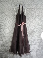 Davids Bridal Formal Dress Size 2 Brown Back Zipper V Neck Sleeveless Wedding 