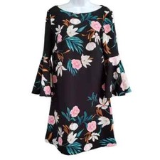 ELIZA J Bell Sleeve Floral Print Shift Dress  Size 8