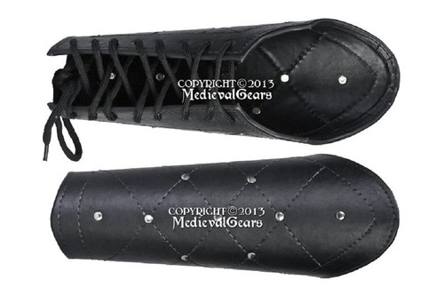 Armadura de cuero medieval tachonada brazalete par protector de brazo disfraz LARP - Imagen 5 de 8