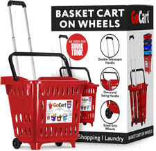 Gocart, Red Grocery Cart Shopping Laundry Basket on Wheels
