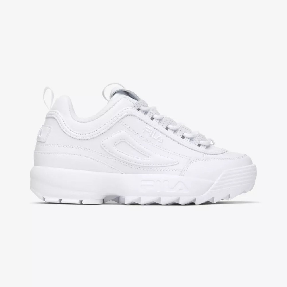 Fila Women's Disruptor 2 Premium Leather White Sneakers Size Options
