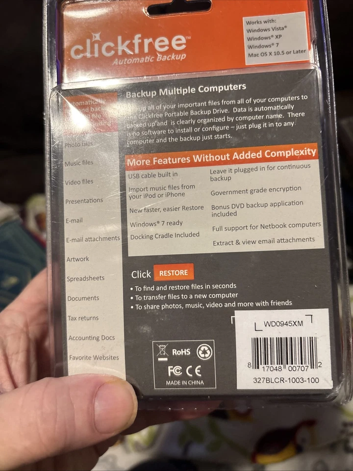 Click Free Automatic Backup 320GB External Hard Drive HD327 Blue - Image 4 of 4