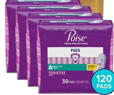 4 Pack Poise Pads  Incontinence 3 Drop Light 120 Total
