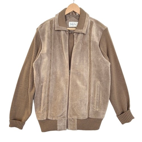 VTG Mister Marr Suede Knit Bomber Jacket L Brown Leather Desert Revival Cowgirl