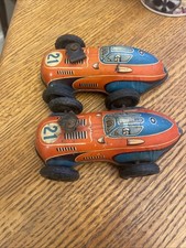 2 Vintage Tin Windup Wind Up Toy Car Made in Germany Rare Tin Litho Cars