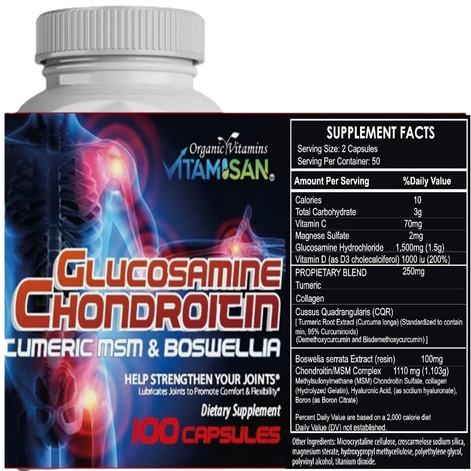 Glucosamine + Collagen & Vitamin C Pack | Joint Support | 2 Bottles | 220 Caps T - Image 4 of 4