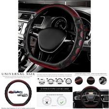 Car Steering Wheel Cover 15 Inch Anti Slip 3D Honeycomb Red Small