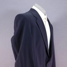 Vintage Stafford Traveler Plus Men's Sport Coat 2 Button Navy Wool Blend 46R