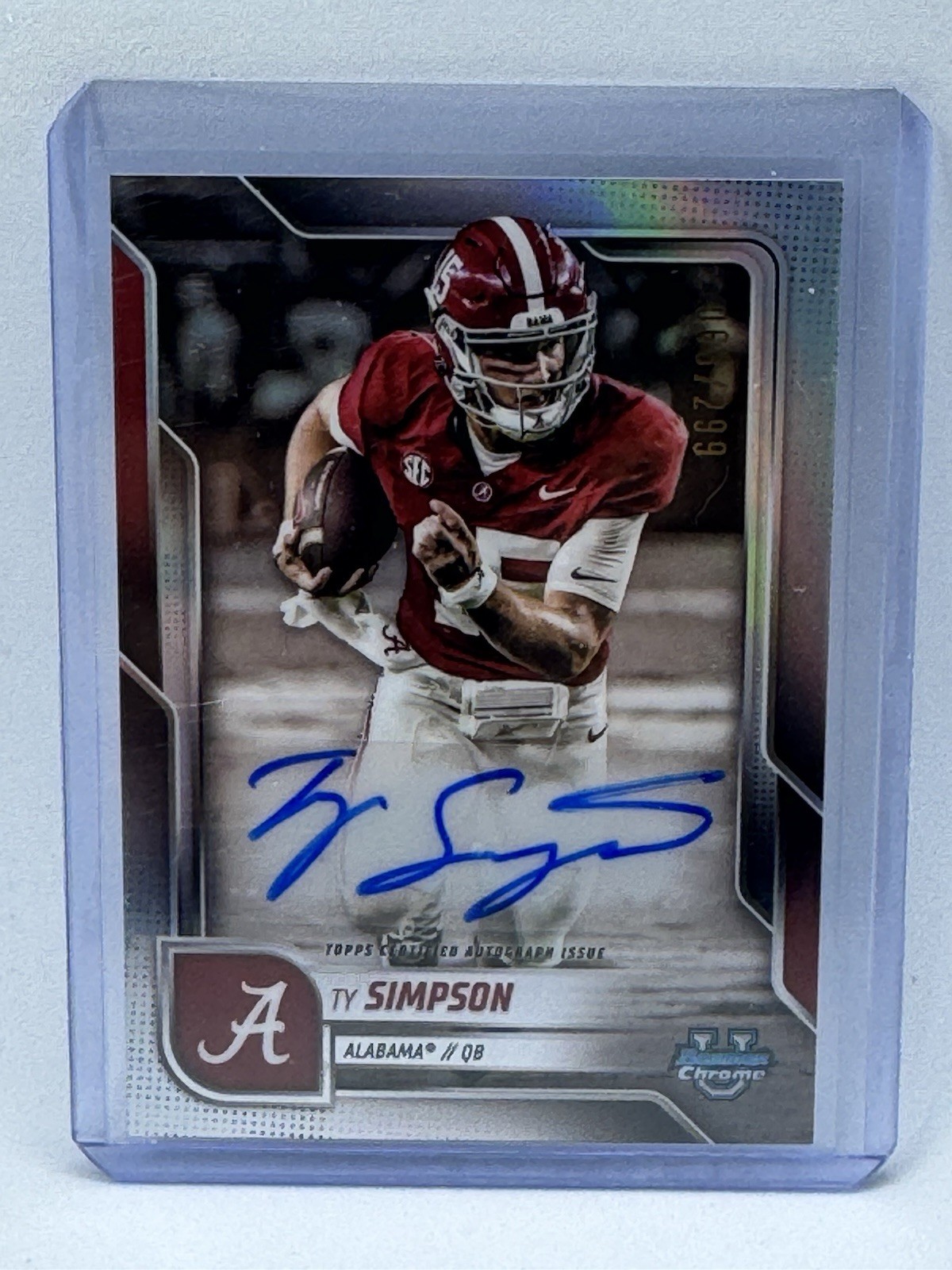 2025 Bowman Chrome U Ty Simpson Refractor /299 Auto BCA-TS Alabama QB NFL Draft