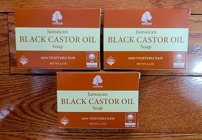 3 Pack - Madina Jamaican Black Castor Oil Soap, 100 Vegatable Base