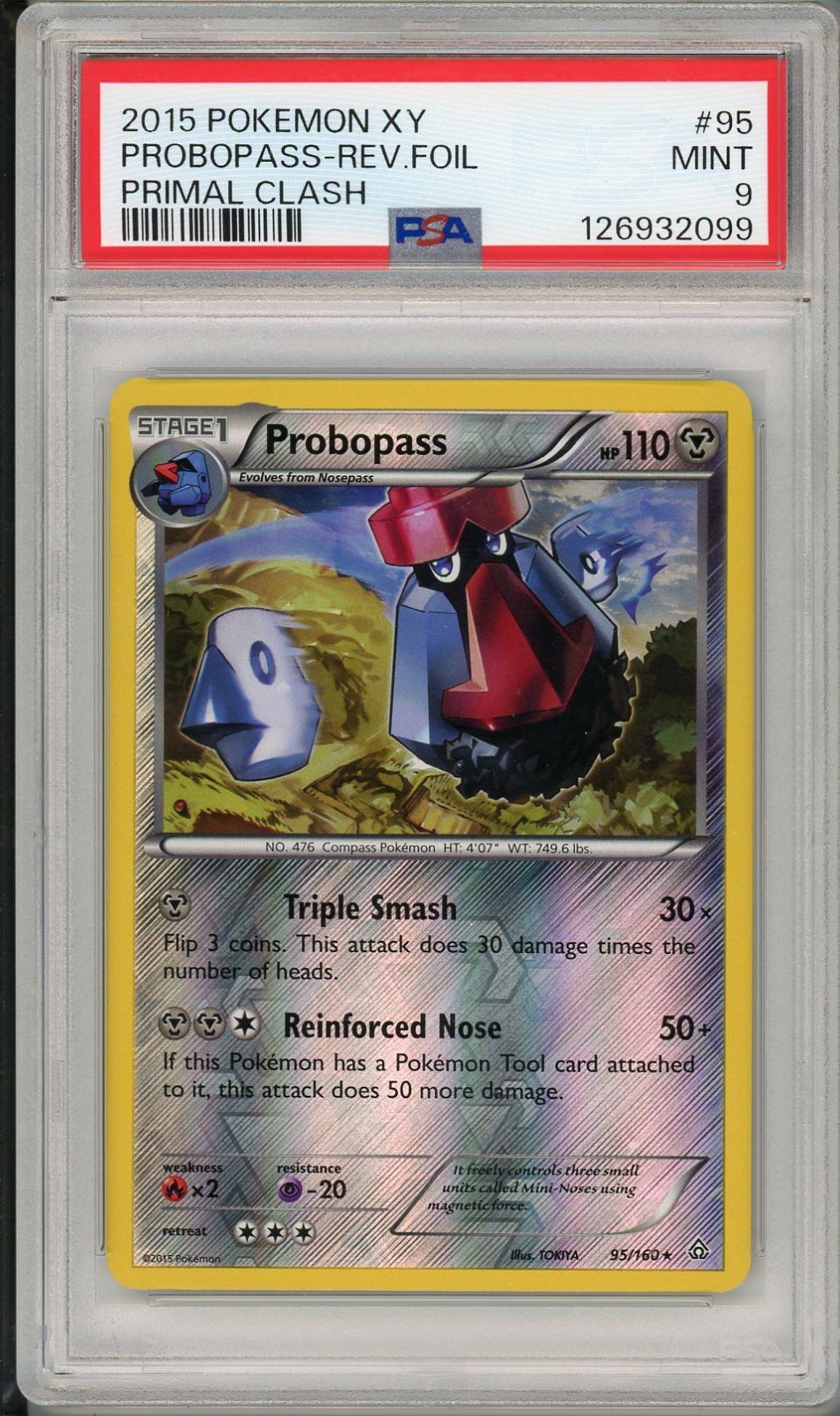 2015 Pokemon SWSH Primal Clash Probopass Reverse Foil #95 PSA 9 Pop 1