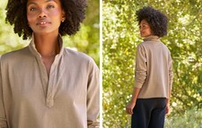 Frank & Eileen $168 Patrick Essential Jersey in Toasted; M