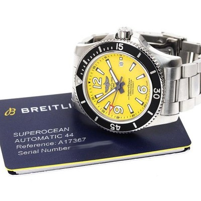 BREITLING SUPER OCEAN A17367 44mm SS Yellow Dial Automatic Date #C213