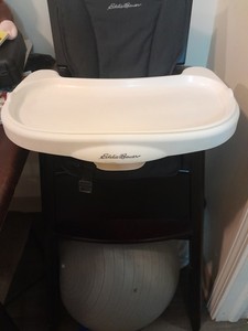 Eddie Bauer High Chair Black/White Removable Tray Safety Harness