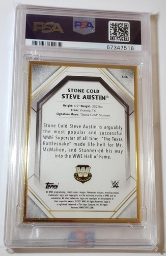 STONE COLD STEVE AUSTIN 2021 WWE TOPPS TRANSCENDENT AUTO ON CARD PSA 10/10💎/25 - Picture 3 of 5