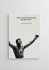 Muhammad Ali Quote Wall Art, Boxing Motivational Poster, Black and White Print