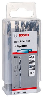 Bosch Metallspiralbohrer HSS PointTeQ, DIN 338, 5,2 mm, 10er-Pack