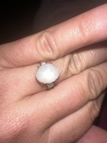 Rare Natural Sri Lankin Star Sapphire natural Diamond Solid PlatinumRing Sz 6.75 - Picture 10 of 24