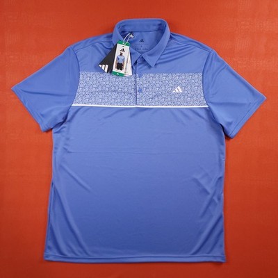 NWT Adidas Golf Performance Men's XL Blue Print Polo Shirt