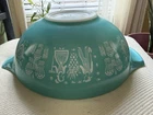 Vintage PYREX Turquoise AMISH BUTTERPRINT 4 QT Cinderella Bowl #444