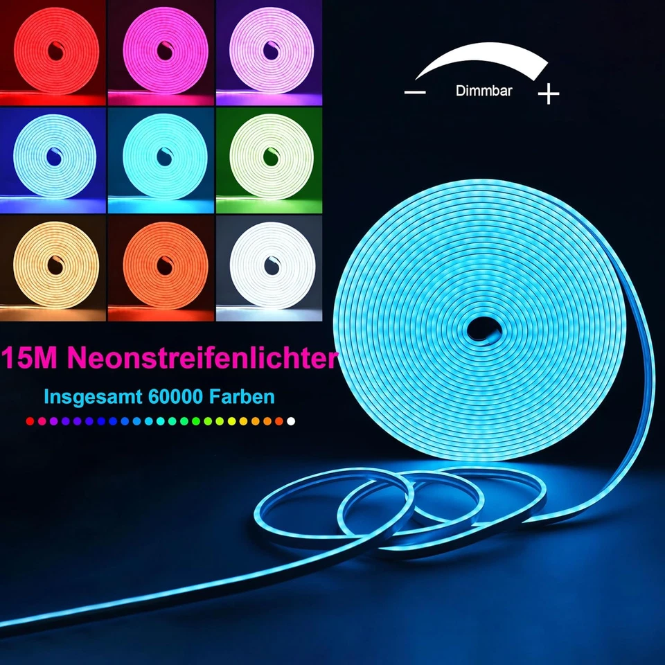Striscia LED Neon RGB Da 15 M, Flessibile Multicolore Al Neon, Controllo Con App - Immagine 4 di 4