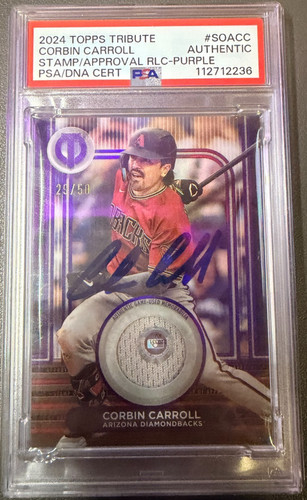 2024 Topps Tribute Signed Corbin Carrol /50 Auto PATCH PSA Stamp/Approval RLC