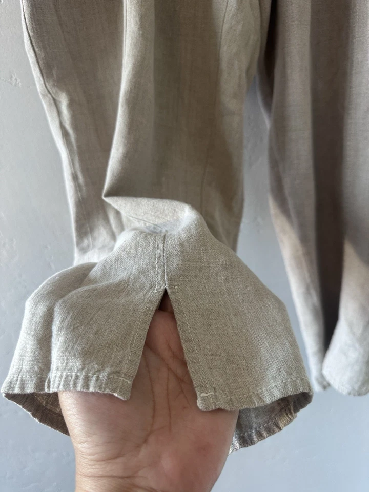 FLAX S Large Elastic Waist Wide Leg Pants - Beige - Image 2 of 4