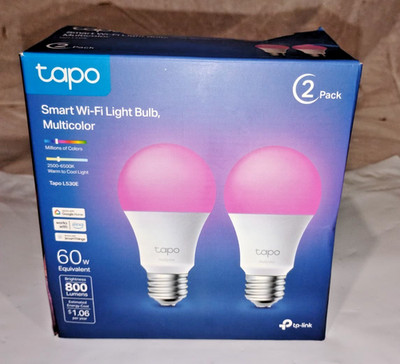 TP-Link Tapo Smart Light Bulbs, 16M Colors RGBW, Dimmable, A19, 60W Equivalent