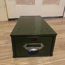 Vintage VETERAN SERIES GREEN METAL INDEX FILING CABINET SINGLE DRAWER