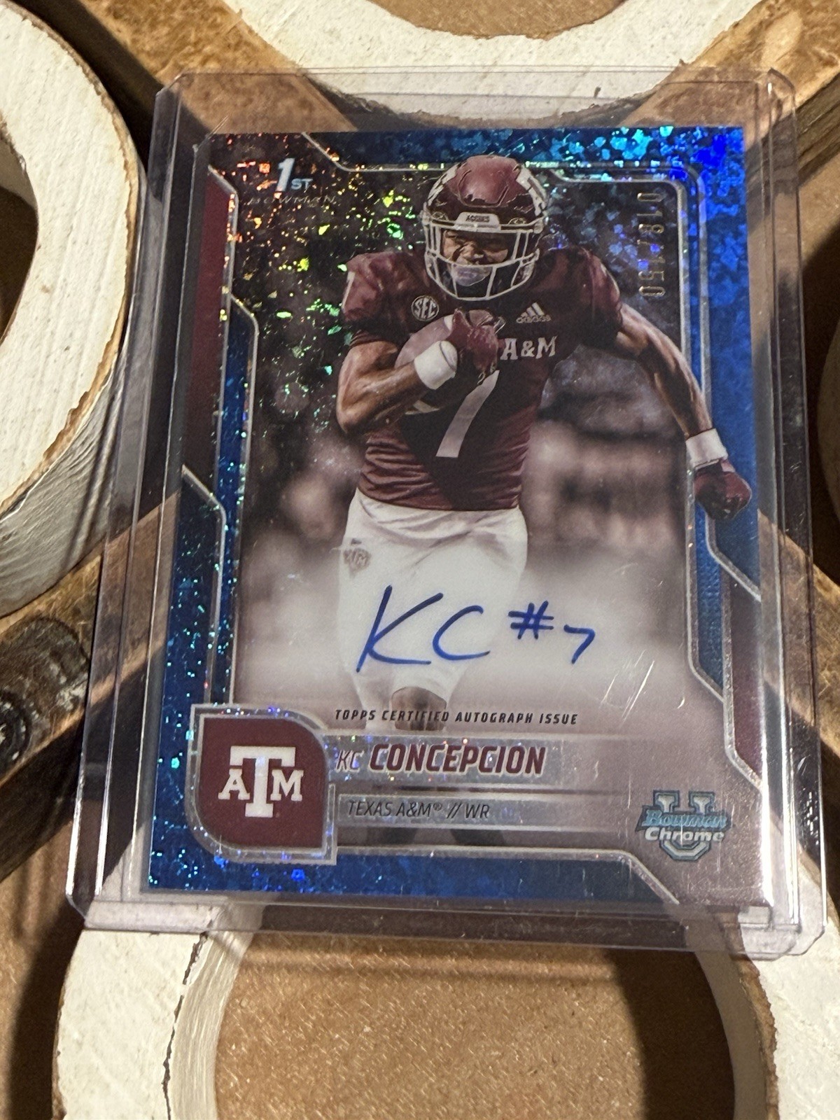 KC CONCEPCION - 2025 Bowman Chrome U 1st Blue Mini Diamond Auto /150 TEXAS A&M
