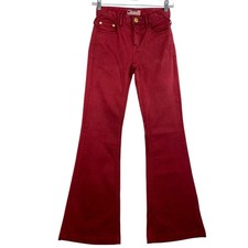 Free People Flare Jeans size 25  Red Mid Rise Boho Schoolgirl Western Cowgirl
