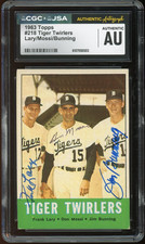1963 Topps Larymossibunning Signed 218 Tiger Twirlers Auto Cgcjsa Authentic