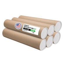 Cardboard Mailing Tubes 4 x 18" with Plastic Caps Pack of 6 USPS Approved