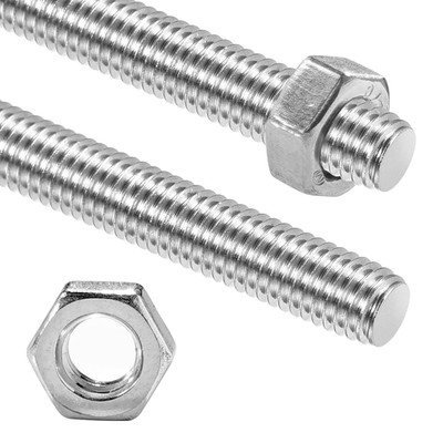 2 Pack M8-1.25mm Pitch Fully All Threaded Rod Studs,300mm/11.8'' Long 304 Stainle