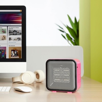 Ceramic Space Mini Heater for Office Desk Portable Tent Heater for Camping Pink
